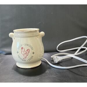 Candle Wax Tart Warmer Melter Burner Rooster Faux Crazing Hello Sunshine